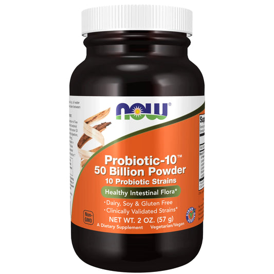 NOW Supplements Probiotic-10™ Powder 50 Billion with 10 Probiotic Strains Strain Verified 2-Ounce