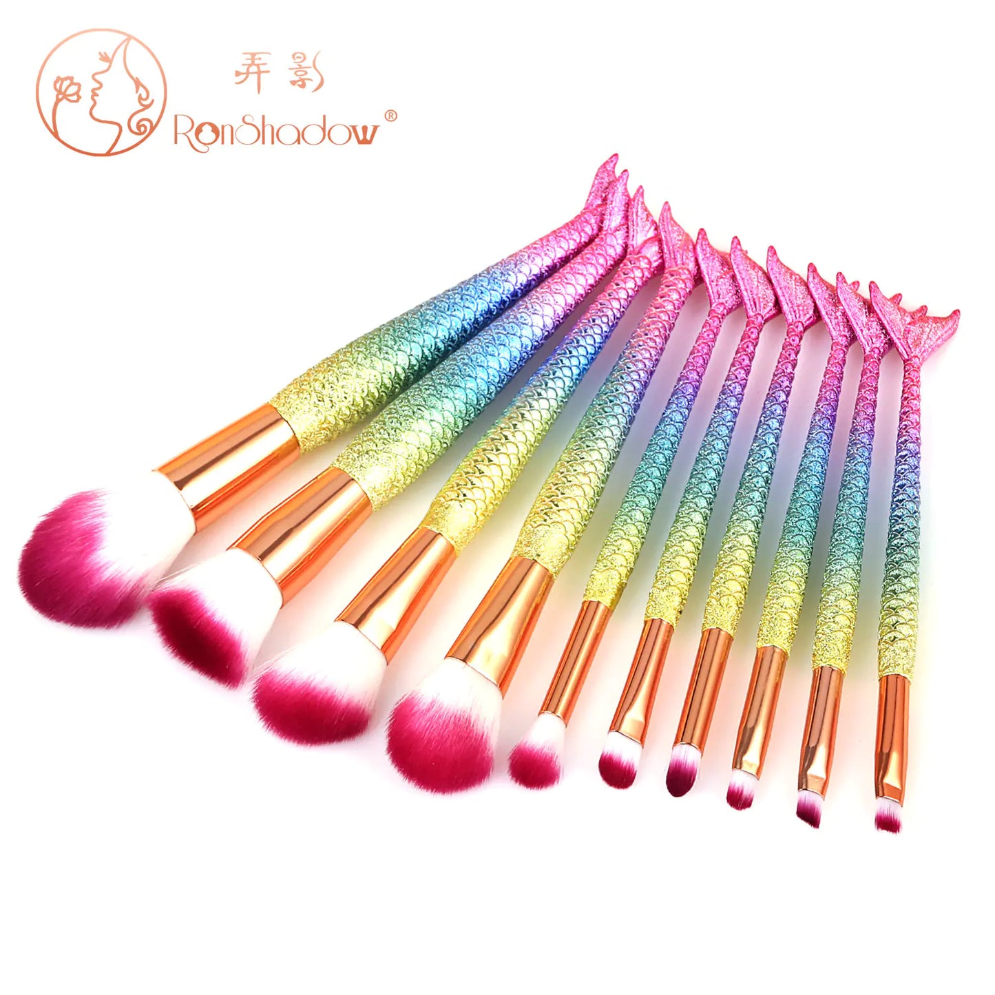 Mermaid Makeup Brush Set - 7 or 10 Pieces