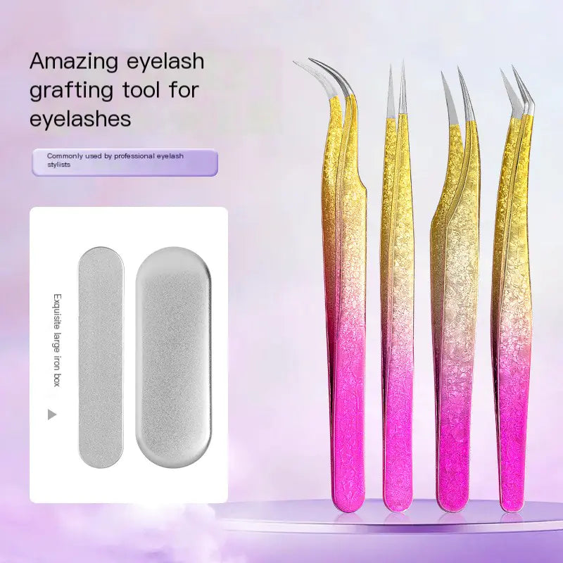 Eyelash Extension Tweezers - Flower Gold Beauty Tool