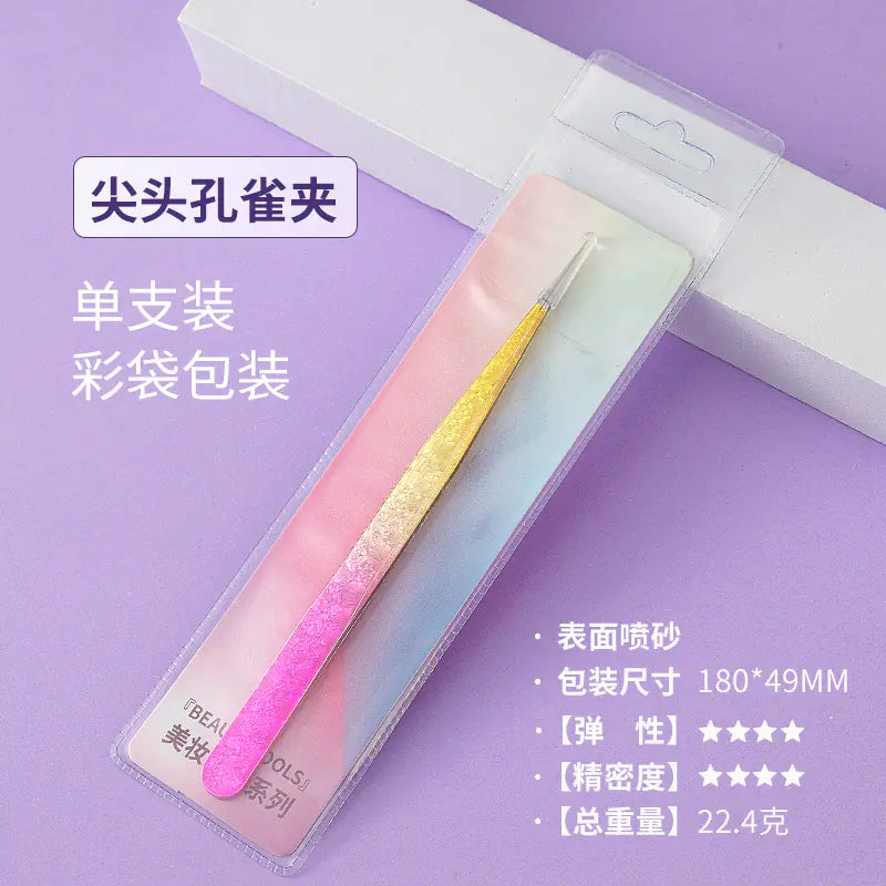 Eyelash Extension Tweezers - Flower Gold Beauty Tool