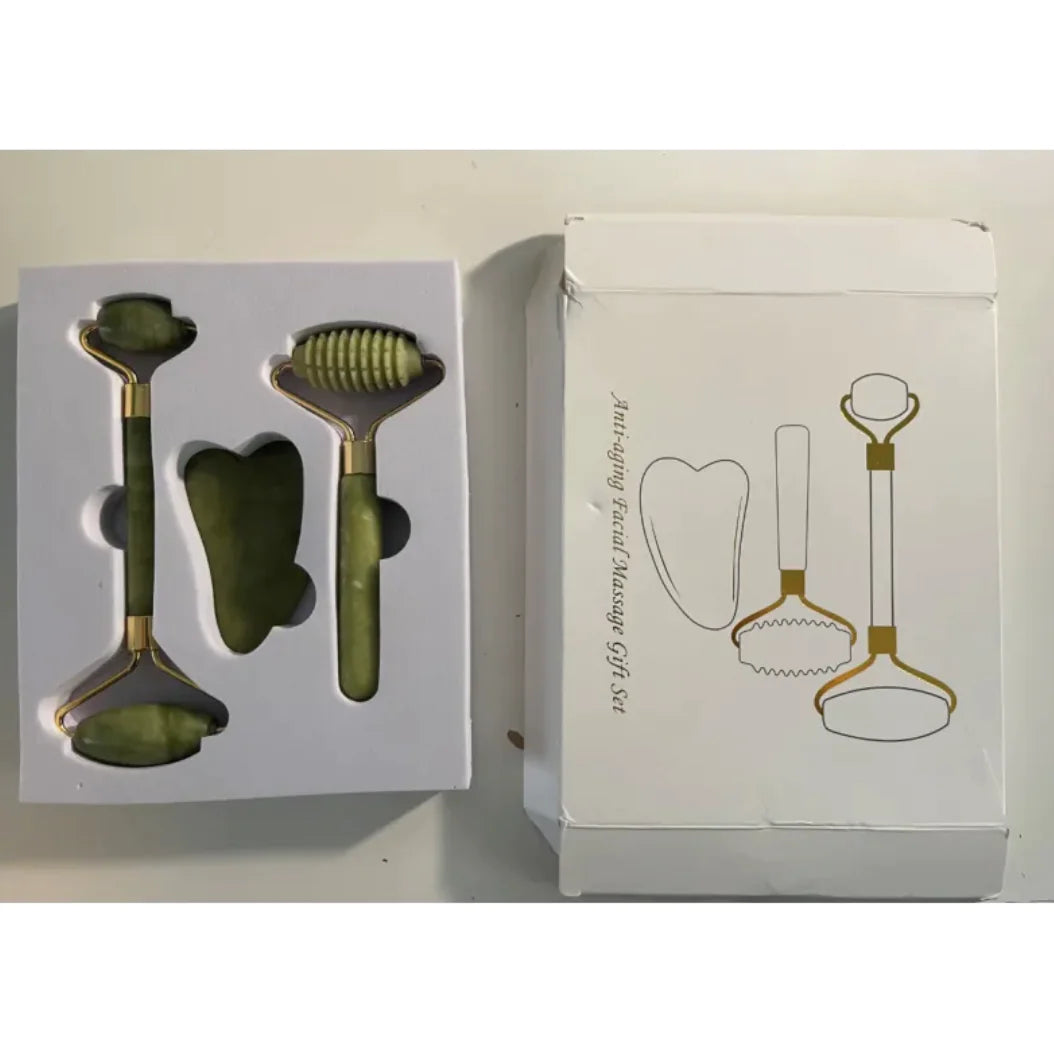 3-in-1 Jade Face Roller Set