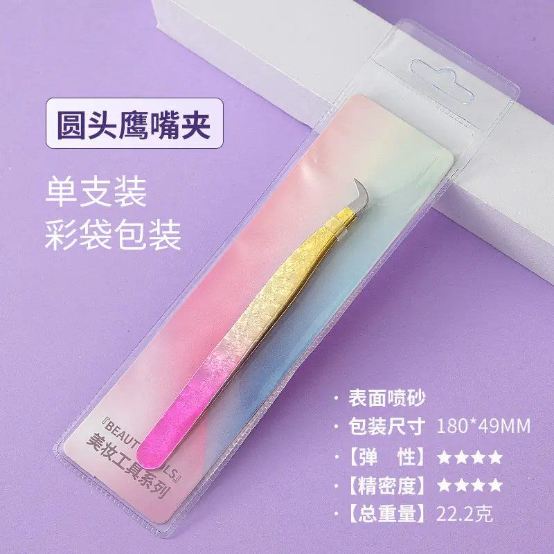 Eyelash Extension Tweezers - Flower Gold Beauty Tool