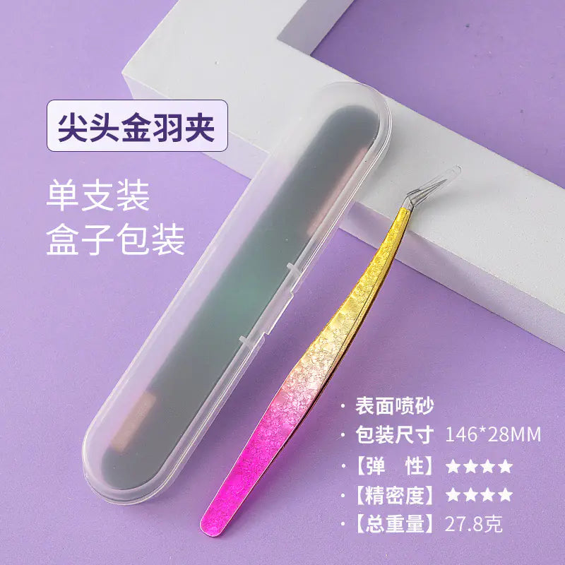Eyelash Extension Tweezers - Flower Gold Beauty Tool