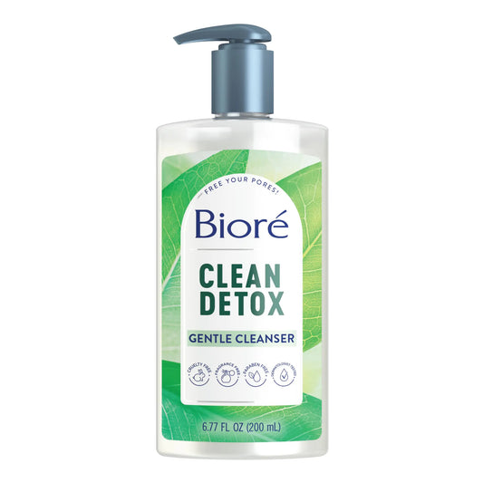 Biore Clean Detox Gentle Face Cleanser for Sensitve Skin Daily Face Wash Cleansing Detox Fragrance and Paraben Free 6.77 oz