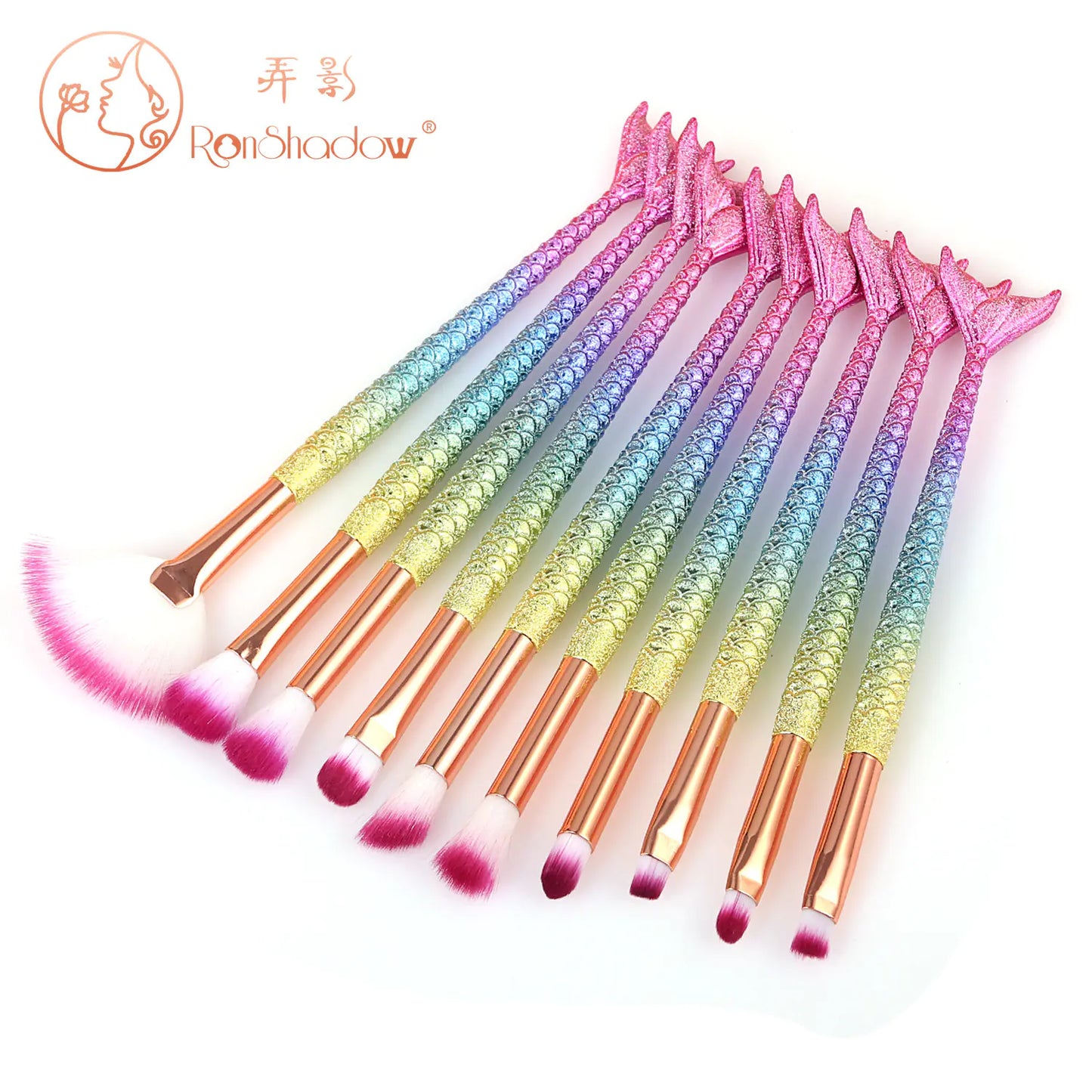 Mermaid Makeup Brush Set - 7 or 10 Pieces