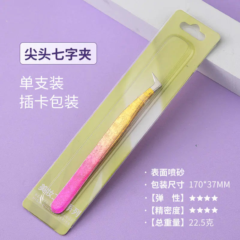 Eyelash Extension Tweezers - Flower Gold Beauty Tool