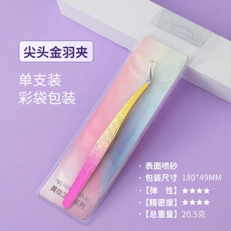 Eyelash Extension Tweezers - Flower Gold Beauty Tool