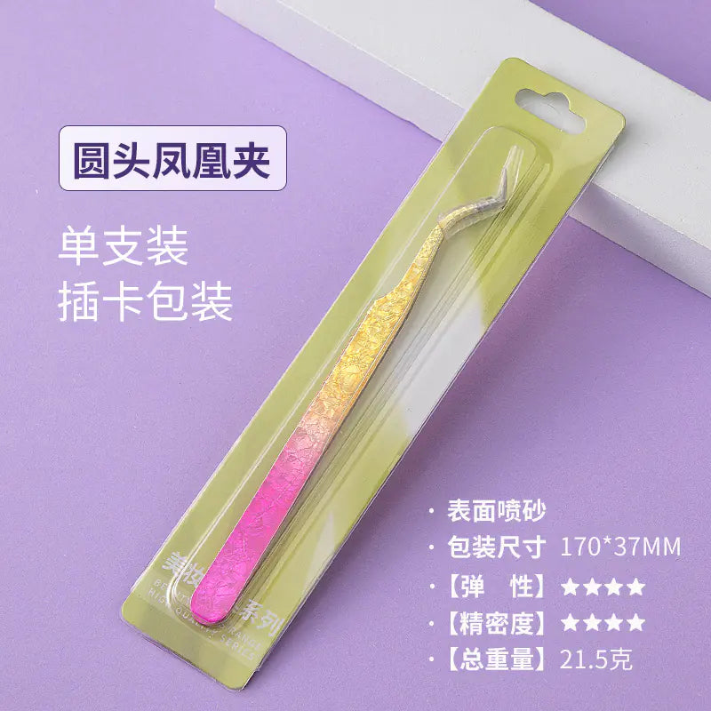 Eyelash Extension Tweezers - Flower Gold Beauty Tool