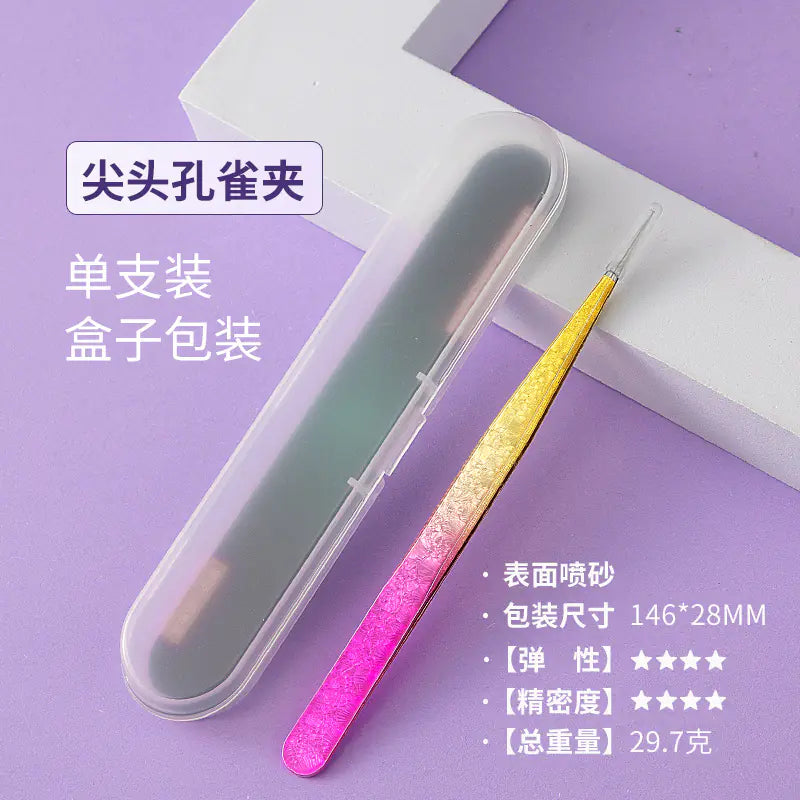 Eyelash Extension Tweezers - Flower Gold Beauty Tool