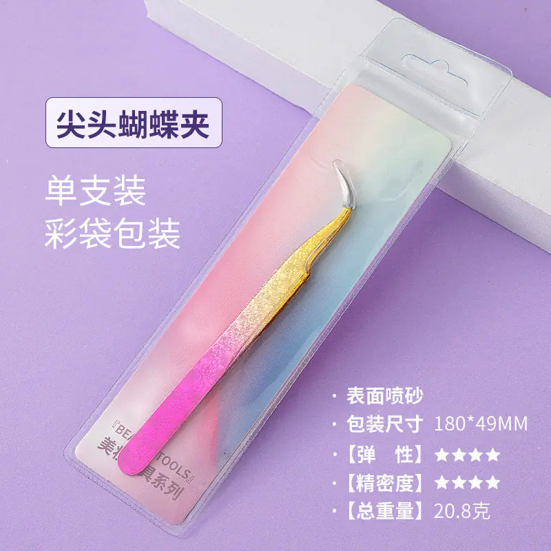 Eyelash Extension Tweezers - Flower Gold Beauty Tool