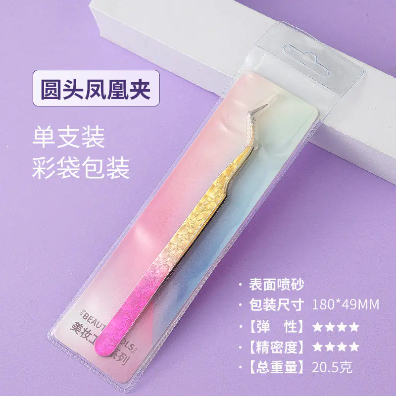 Eyelash Extension Tweezers - Flower Gold Beauty Tool