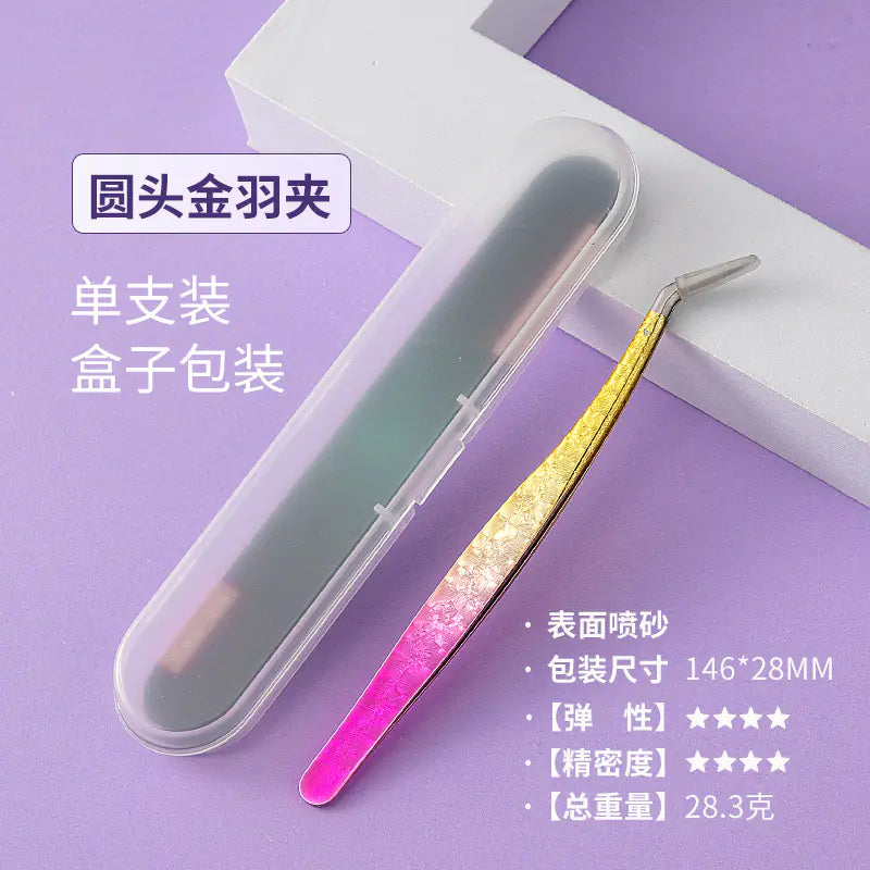 Eyelash Extension Tweezers - Flower Gold Beauty Tool