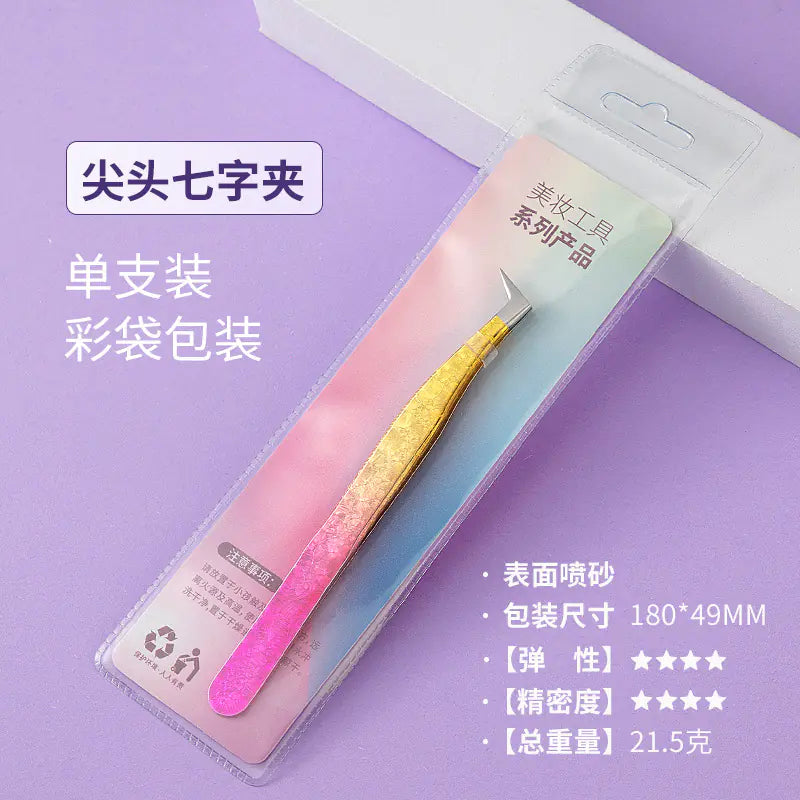 Eyelash Extension Tweezers - Flower Gold Beauty Tool