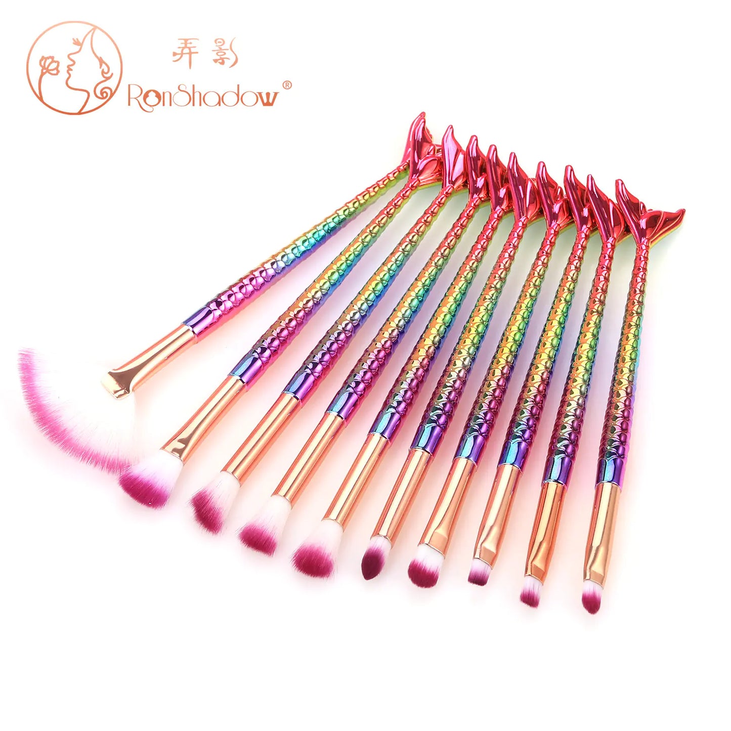 Mermaid Makeup Brush Set - 7 or 10 Pieces