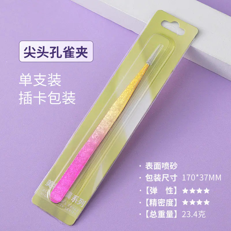 Eyelash Extension Tweezers - Flower Gold Beauty Tool