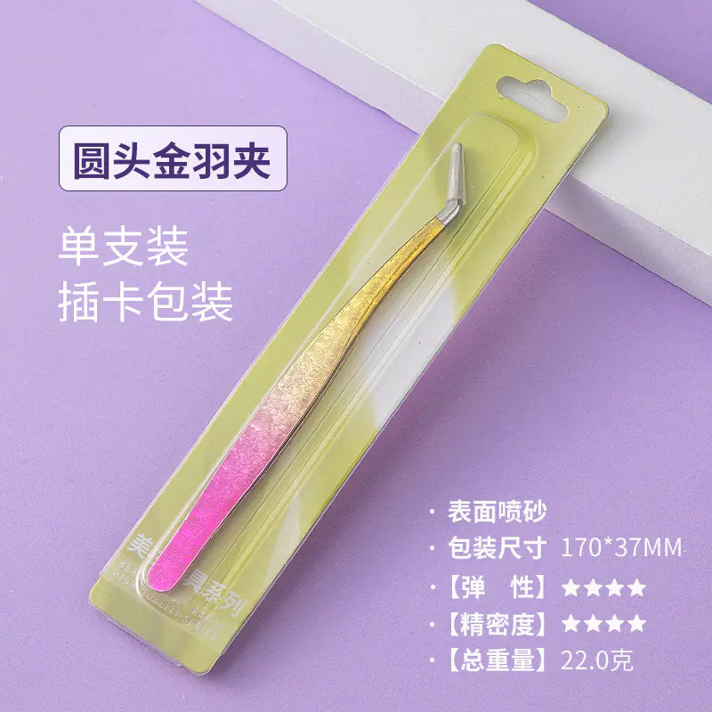 Eyelash Extension Tweezers - Flower Gold Beauty Tool