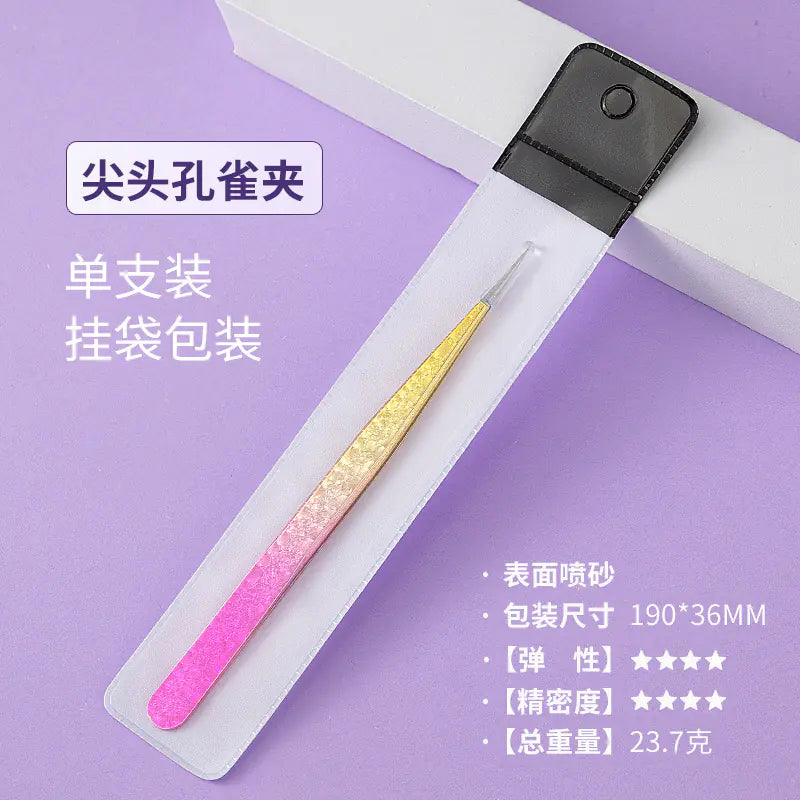 Eyelash Extension Tweezers - Flower Gold Beauty Tool