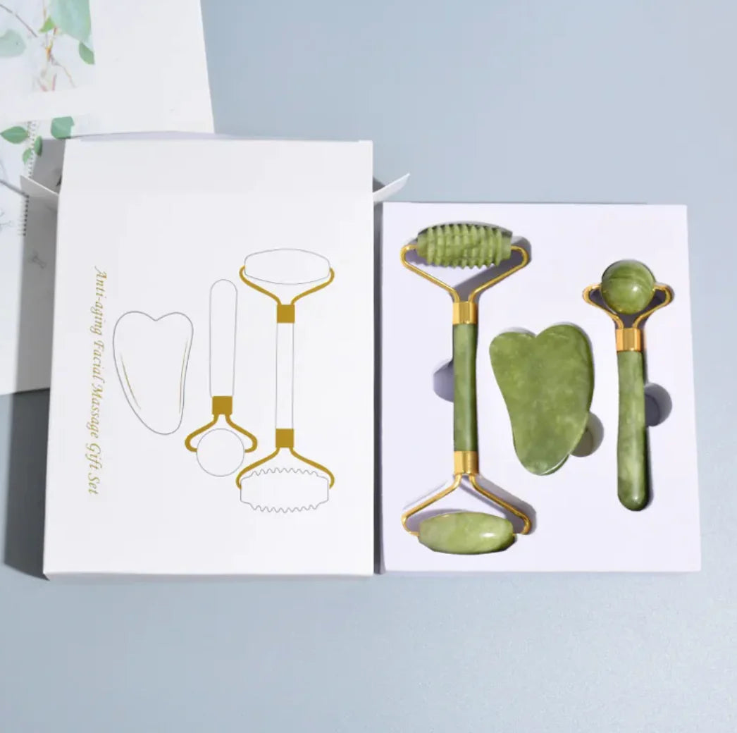 3-in-1 Jade Face Roller Set