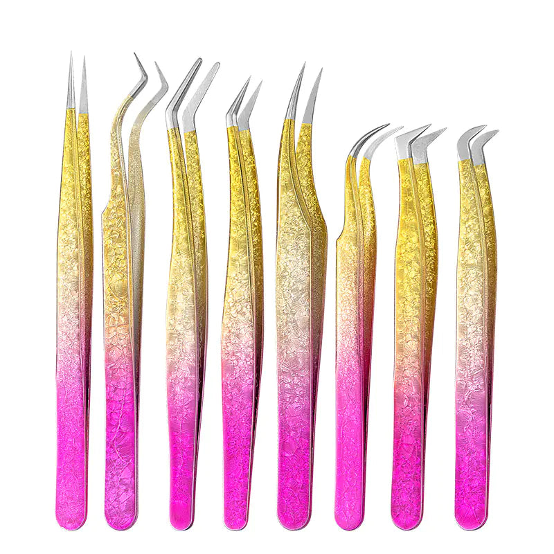 Eyelash Extension Tweezers - Flower Gold Beauty Tool