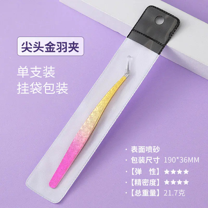 Eyelash Extension Tweezers - Flower Gold Beauty Tool