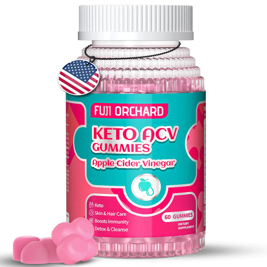 FUJI ORCHARD Apple Cider Vinegar Gummies 1500mg Keto ACV Gummies Low Sugar Keto ACV Gummies Formulated with Pomegranate & Beet & B12 Detox & Cleanse 60 Vegan